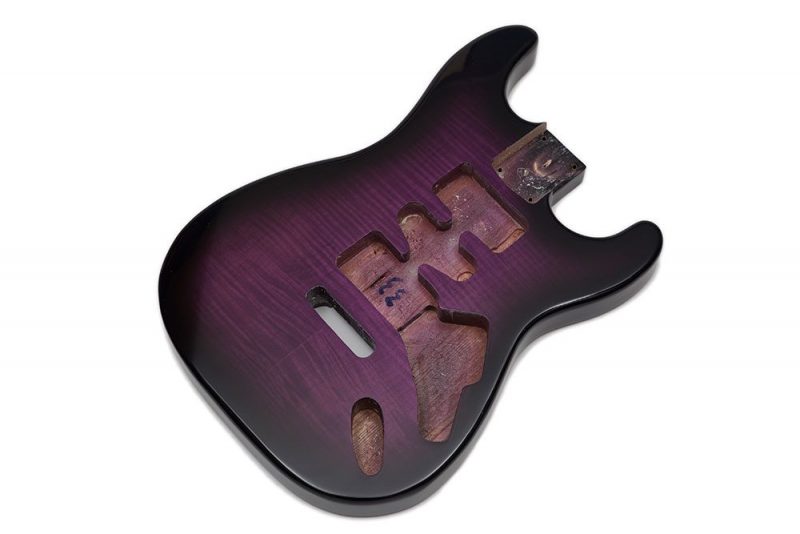 PURPLE SUNBURST ASH WITH FLAMED MAPLE TOP STRATOCASTER GUITAR BODY