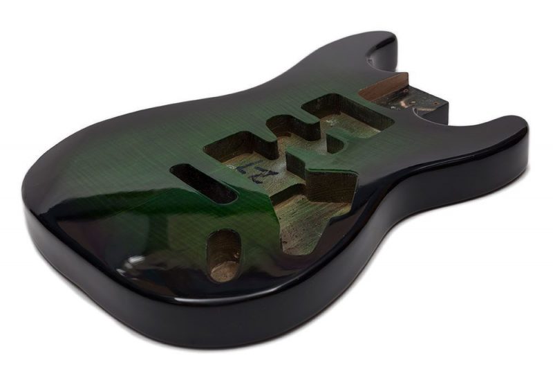 GREEN SUNBURST ASH WITH FLAMED MAPLE TOP STRATOCASTER GUITAR BODY