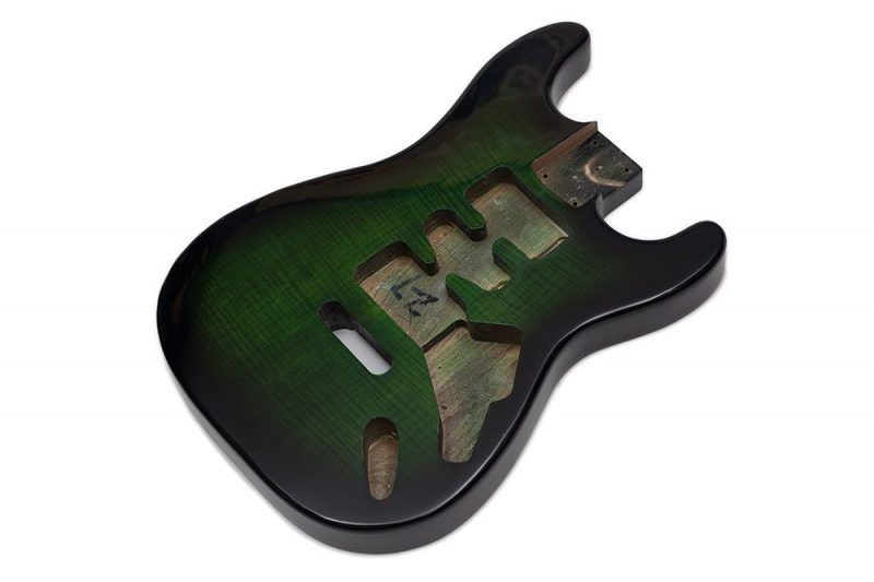 GREEN SUNBURST ASH WITH FLAMED MAPLE TOP STRATOCASTER GUITAR BODY