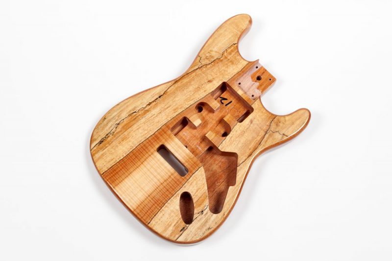 NATURAL FINISH MAHOGANY SPALTED MAPLE STRATOCASTER GUITAR BODY
