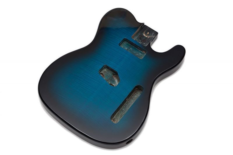BLUE SUNBURST ASH WITH FLAMED MAPLE TOP TELECASTER GUITAR BODY