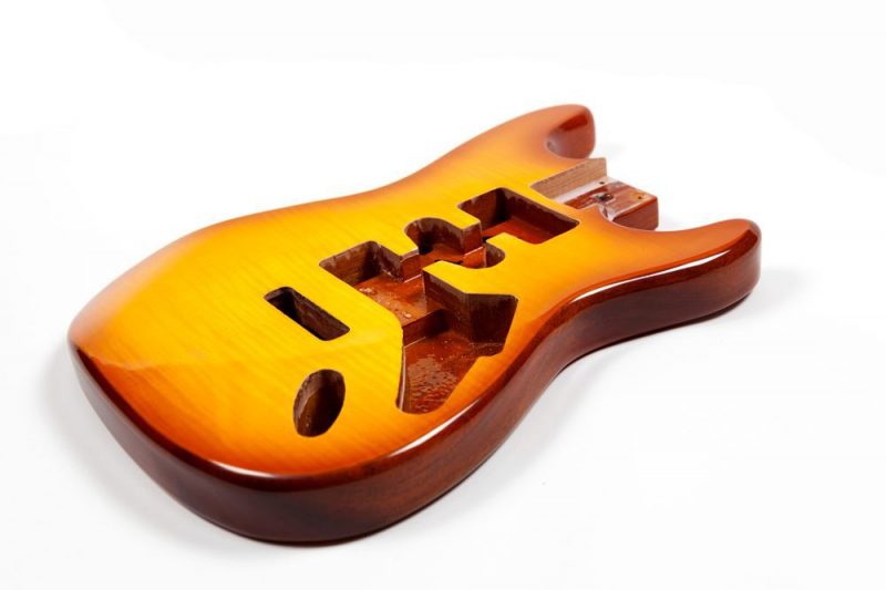 HONEY SUNBURST MAHOGANY WITH FLAMED MAPLE TOP STRATOCASTER GUITAR BODY