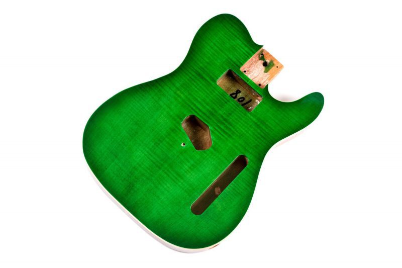 GREEN TINT MAHOGANY WITH FLAMED MAPLE TOP TELECASTER GUITAR BODY