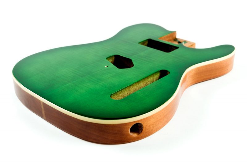 GREEN TINT MAHOGANY WITH FLAMED MAPLE TOP TELECASTER GUITAR BODY