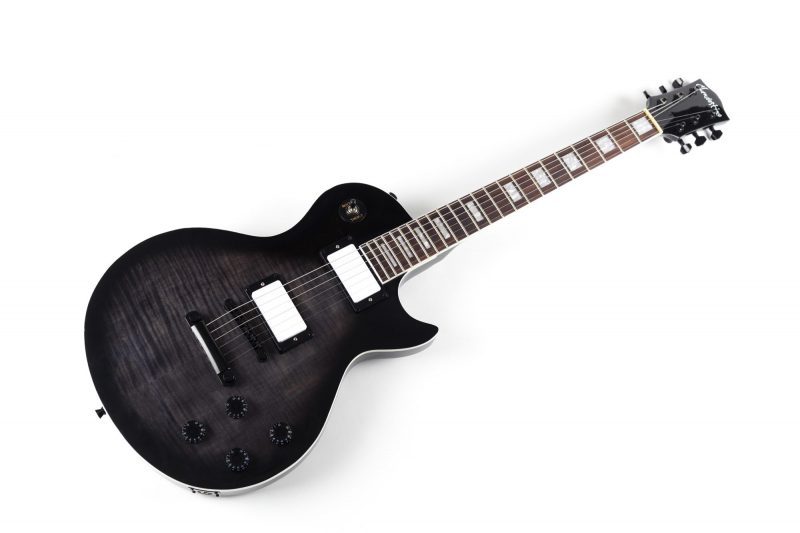 CLANDESTINE LES PAUL FLAMED BLACK ELECTRIC GUITAR