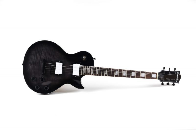 CLANDESTINE LES PAUL FLAMED BLACK ELECTRIC GUITAR