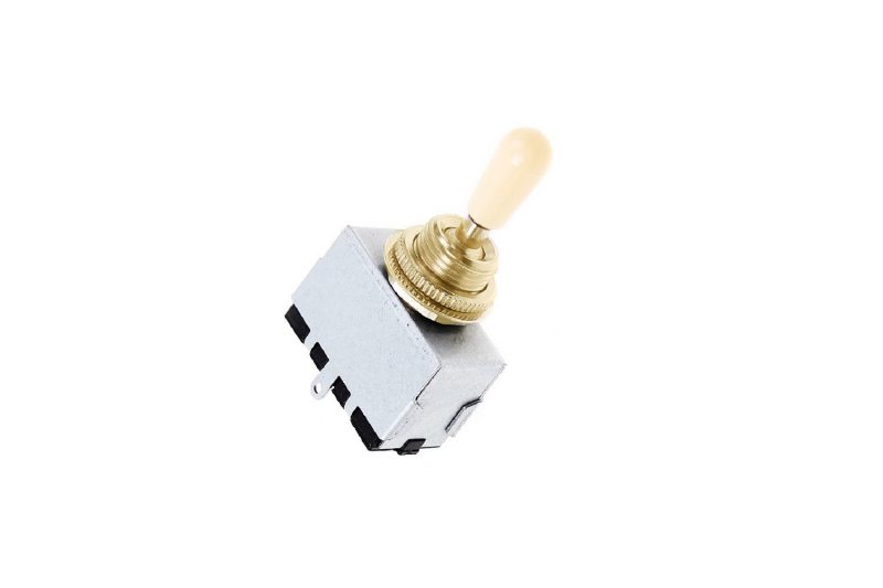 SELECTOR 3 POSICIONES TOGGLE BOX KOREA DORADO CON TIP CREMA