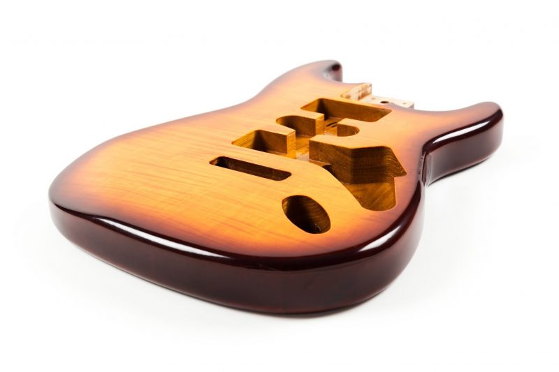 HONEY SUNBURST ASH WITH FLAMED MAPLE TOP STRATOCASTER GUITAR BODY STOCK-B