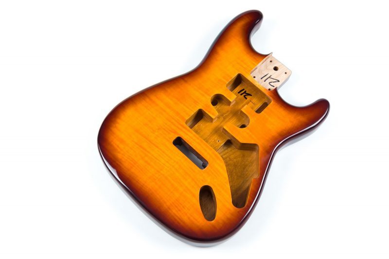 HONEY SUNBURST ASH WITH FLAMED MAPLE TOP STRATOCASTER GUITAR BODY