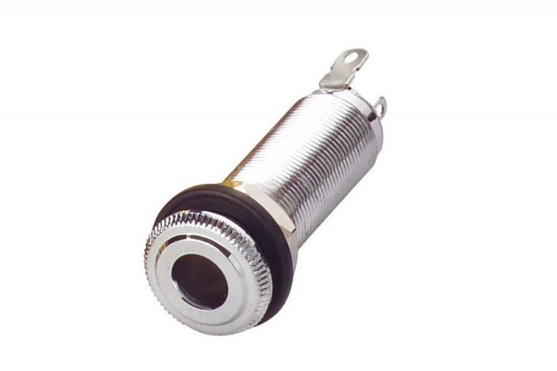 CHROME CYLINDER FEMALE STEREO JACK CONNECTOR