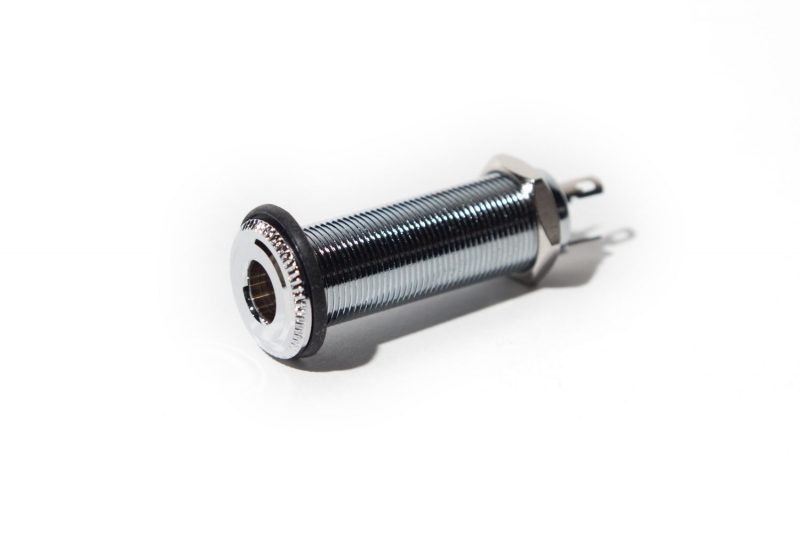 CHROME CYLINDER FEMALE STEREO JACK CONNECTOR