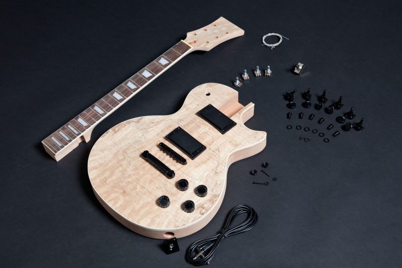 MAHOGANY WITH SPALTED MAPLE SET-IN LES PAUL ELECTRIC GUITAR DIY KIT