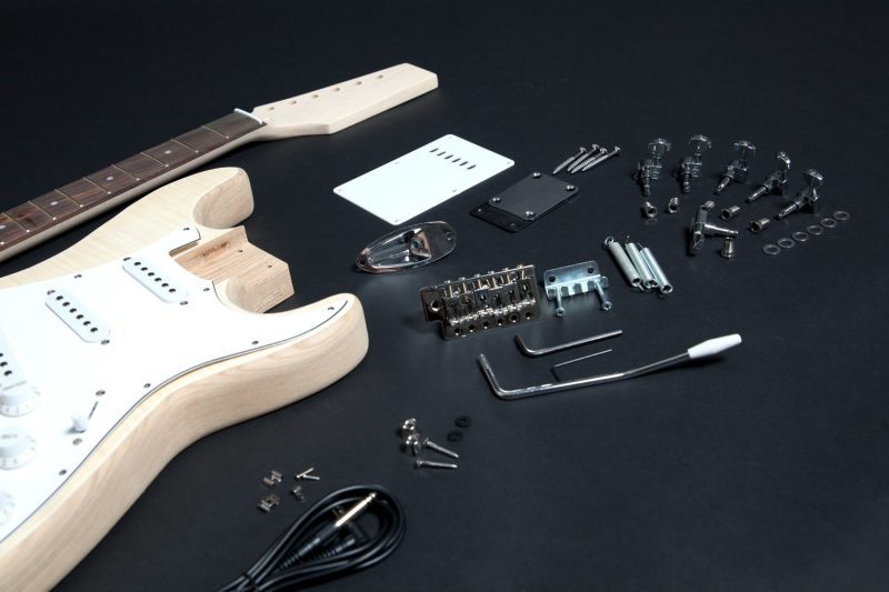 ASH WITH FLAMED MAPLE STRATOCASTER ELECTRIC GUITAR DIY KIT