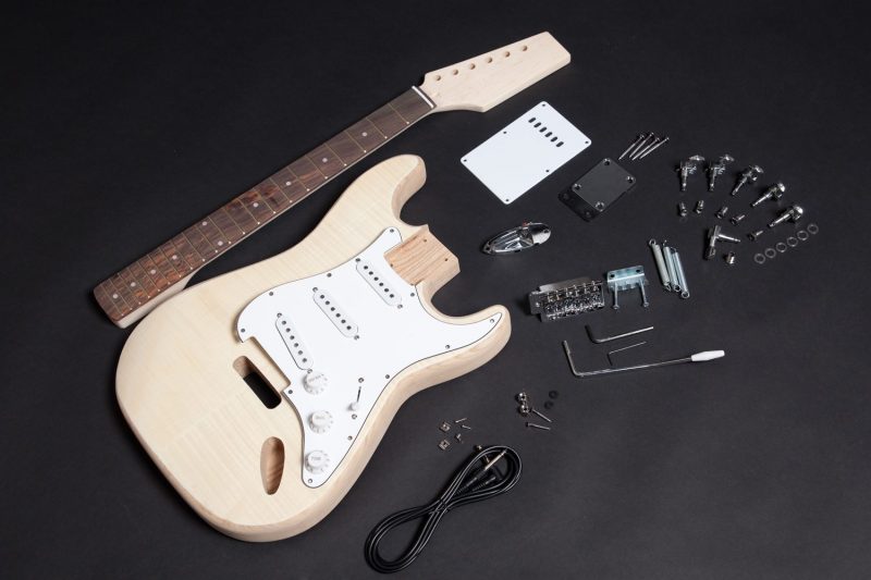 ASH WITH FLAMED MAPLE STRATOCASTER ELECTRIC GUITAR DIY KIT