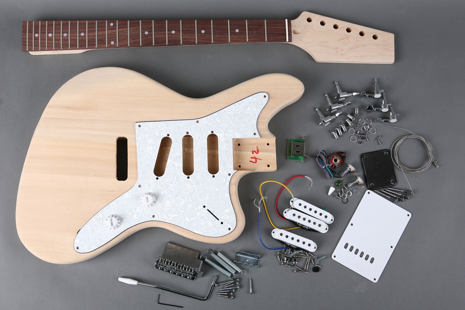 Ash jaguar electric guitar DIY kit.