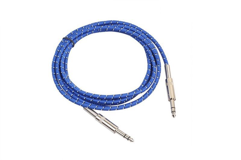 BLUE 3 METERS DOUBLE STEREO JACK 6.35MM CABLE