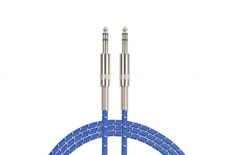 BLUE 3 METERS DOUBLE STEREO JACK 6.35MM CABLE