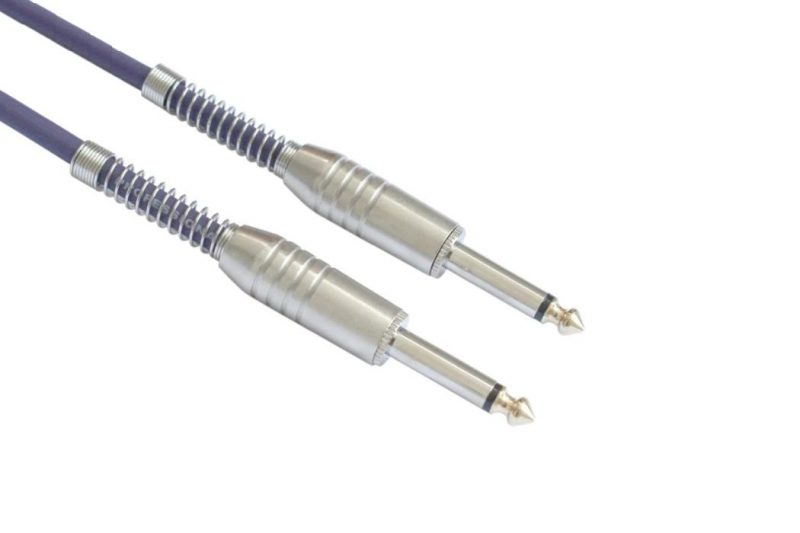 PURPLE 3 METERS RUBBER DOUBLE MONO JACK 6.35MM CABLE