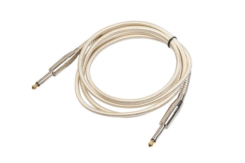 CABLE DOBLE MONO JACK 6,35mm 3 METROS MALLA NYLON DORADO