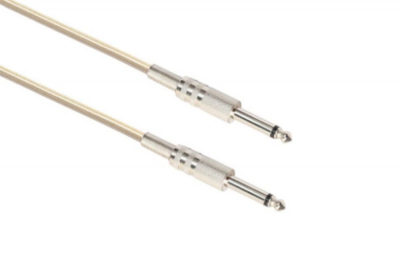 CABLE DOBLE MONO JACK 6,35mm 3 METROS MALLA NYLON DORADO