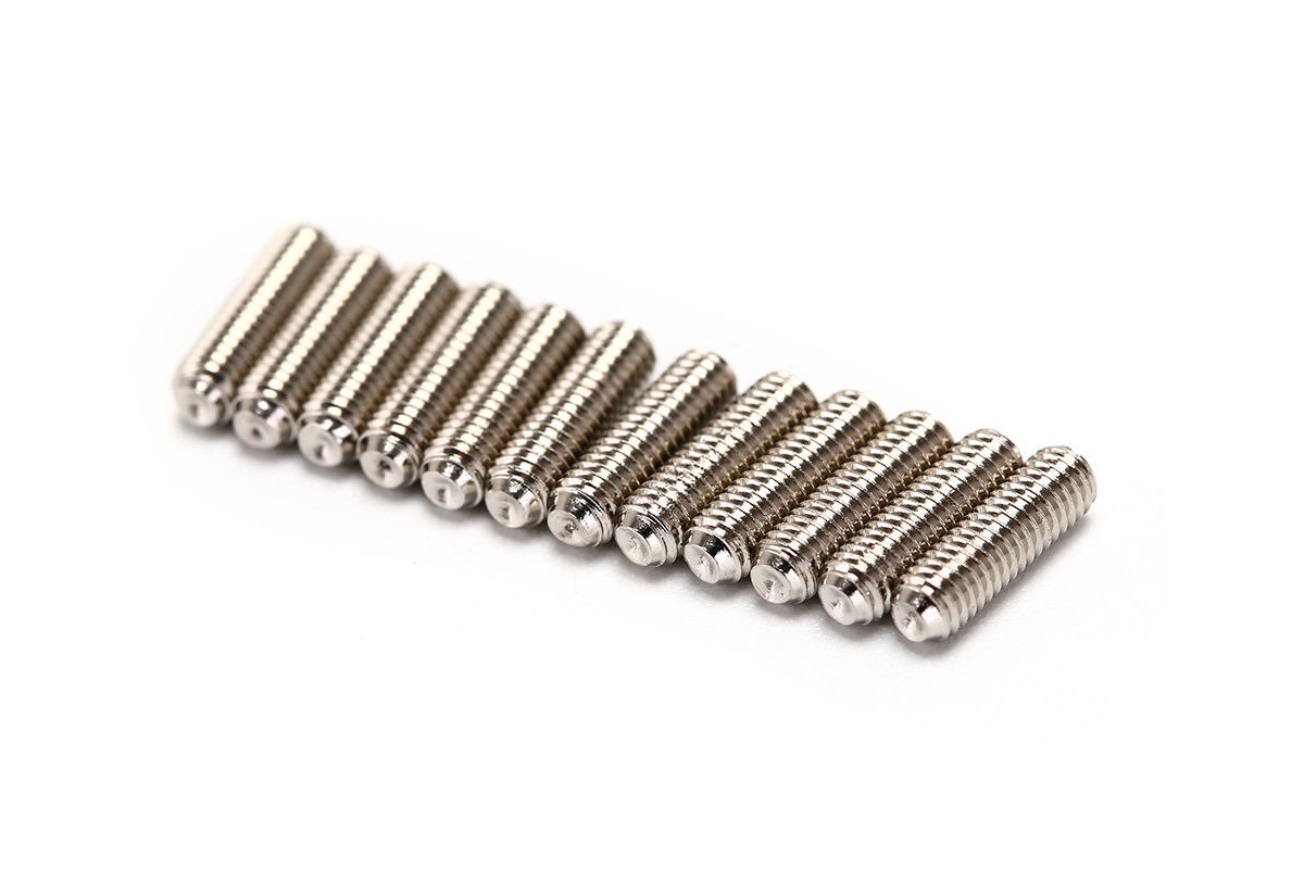 Set of 12 grub screws for guitar saddle height adjustment in chrome