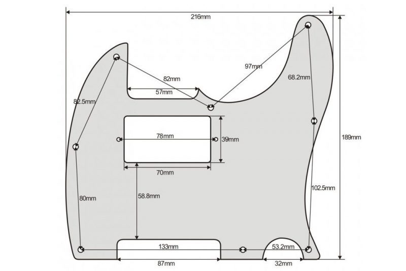 WHITE 3PLY TELECASTER HUMBUCKER PICKGUARD
