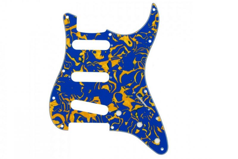 BLUE YELLOW SHELL STRATOCASTER PICKGUARD SSS 4 PLY