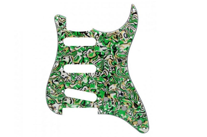 GREEN YELLOW STRIPE STRATOCASTER PICKGUARD SSS 4 PLY
