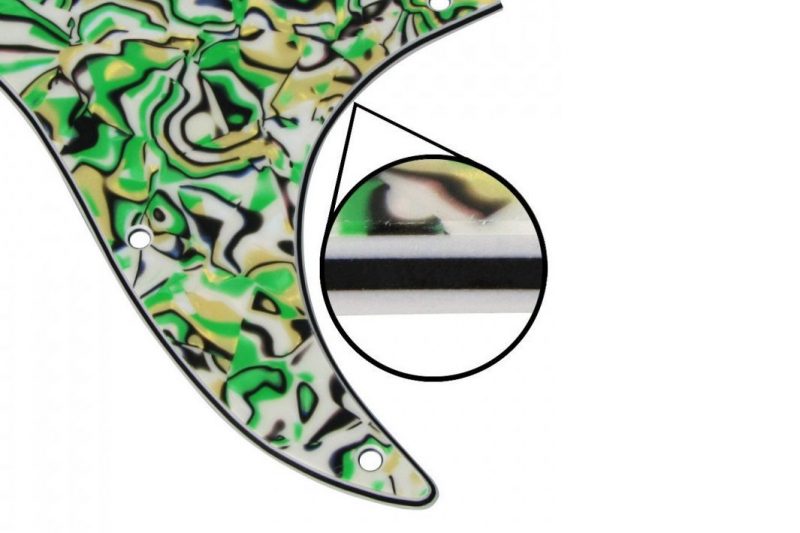 GREEN YELLOW STRIPE STRATOCASTER PICKGUARD SSS 4 PLY