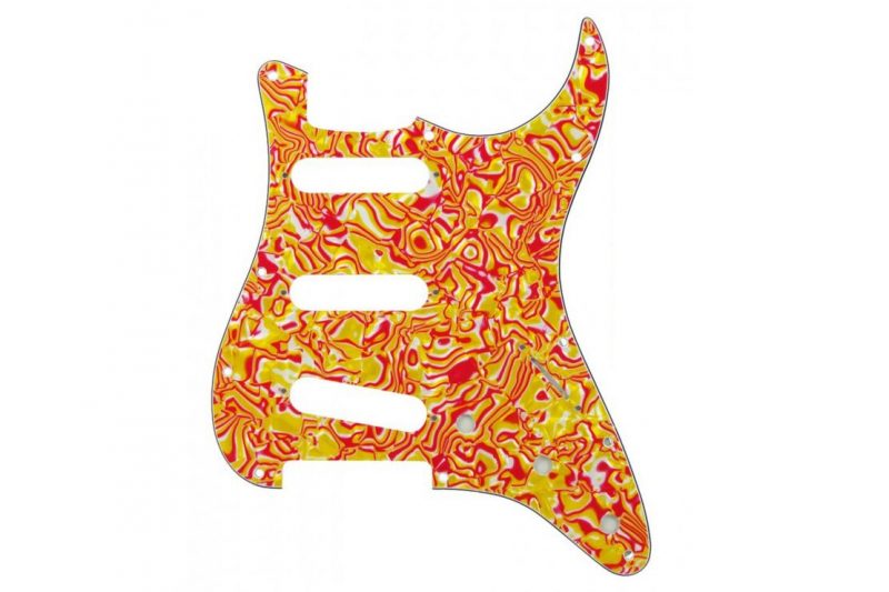RED ROSE YELLOW SHELL STRATOCASTER PICKGUARD SSS 4 PLY
