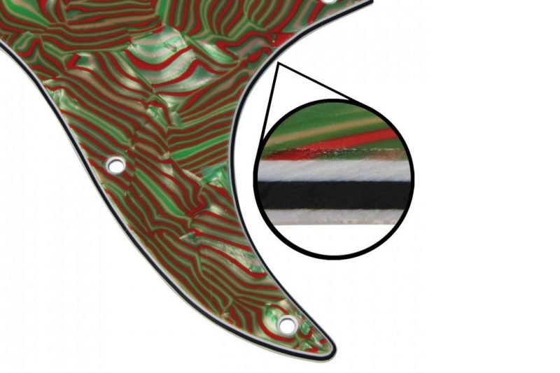 PICKGUARD STRATOCASTER SSS RED GREEN STRIPE