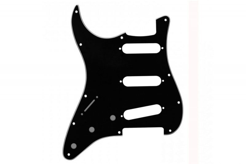 PICKGUARD STRATOCASTER SSS ZURDO NEGRO 3 CAPAS