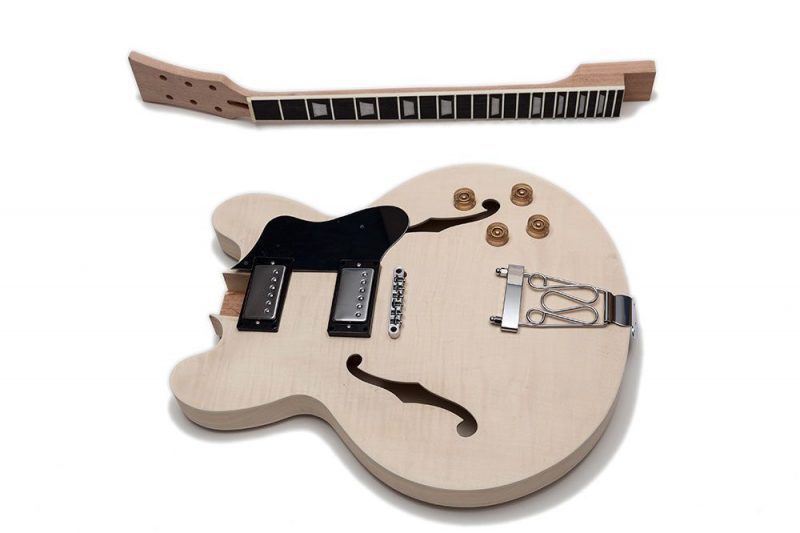 KIT DIY GUITARRA ELECTRICA ES335 DE CAOBA CON ARCE FLAMEADO