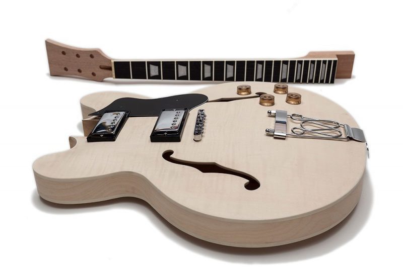 KIT DIY GUITARRA ELECTRICA ES335 DE CAOBA CON ARCE FLAMEADO