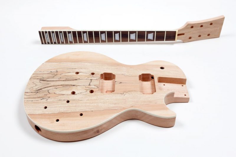 MAHOGANY WITH SPALTED MAPLE BOLT-ON LES PAUL ELECTRIC GUITAR DIY KIT