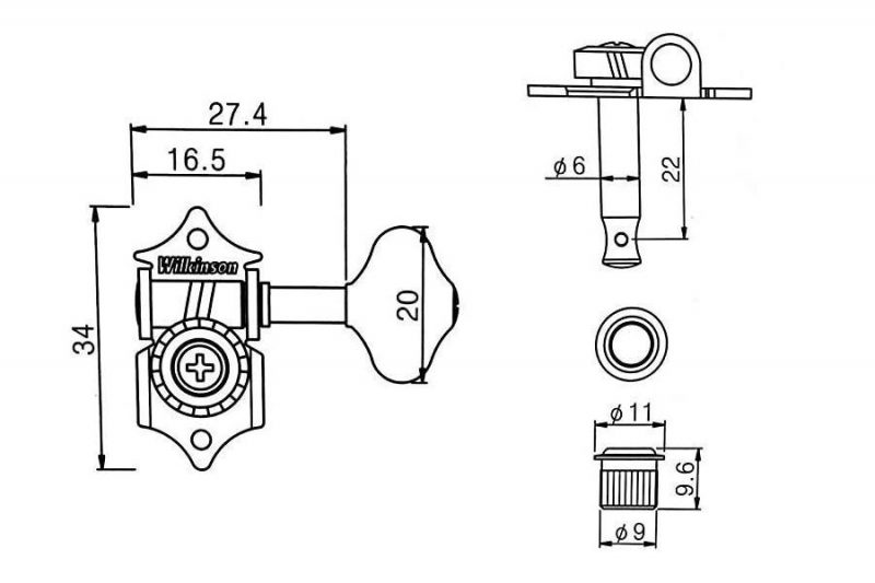 CHROME WJ-28N OPEN GEAR WILKINSON MACHINE HEADS
