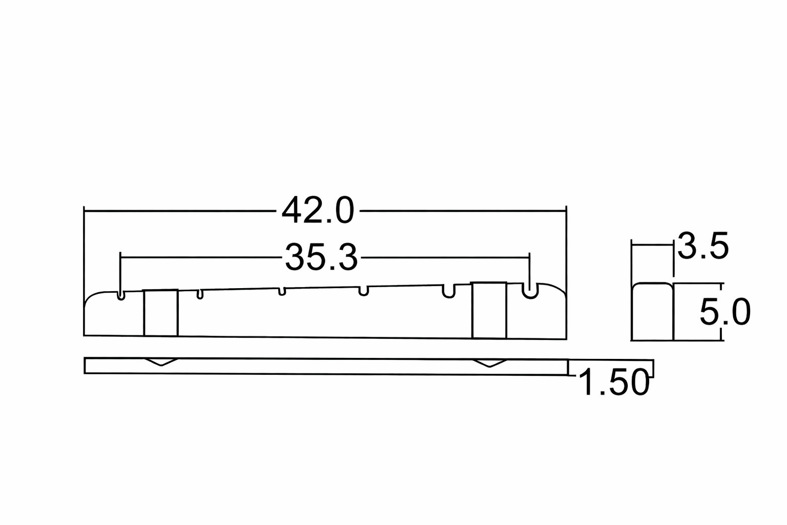 Cejilla Fender latón medidas